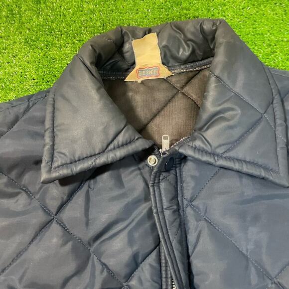 Vintage 1980s Big Smith Work Jacket Large Zip Up Pockets Quilted Blue EUC - Picture 3 of 7